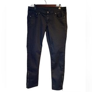 & Denim Black Skinny Ankle Crop Zipper Jeans H&M